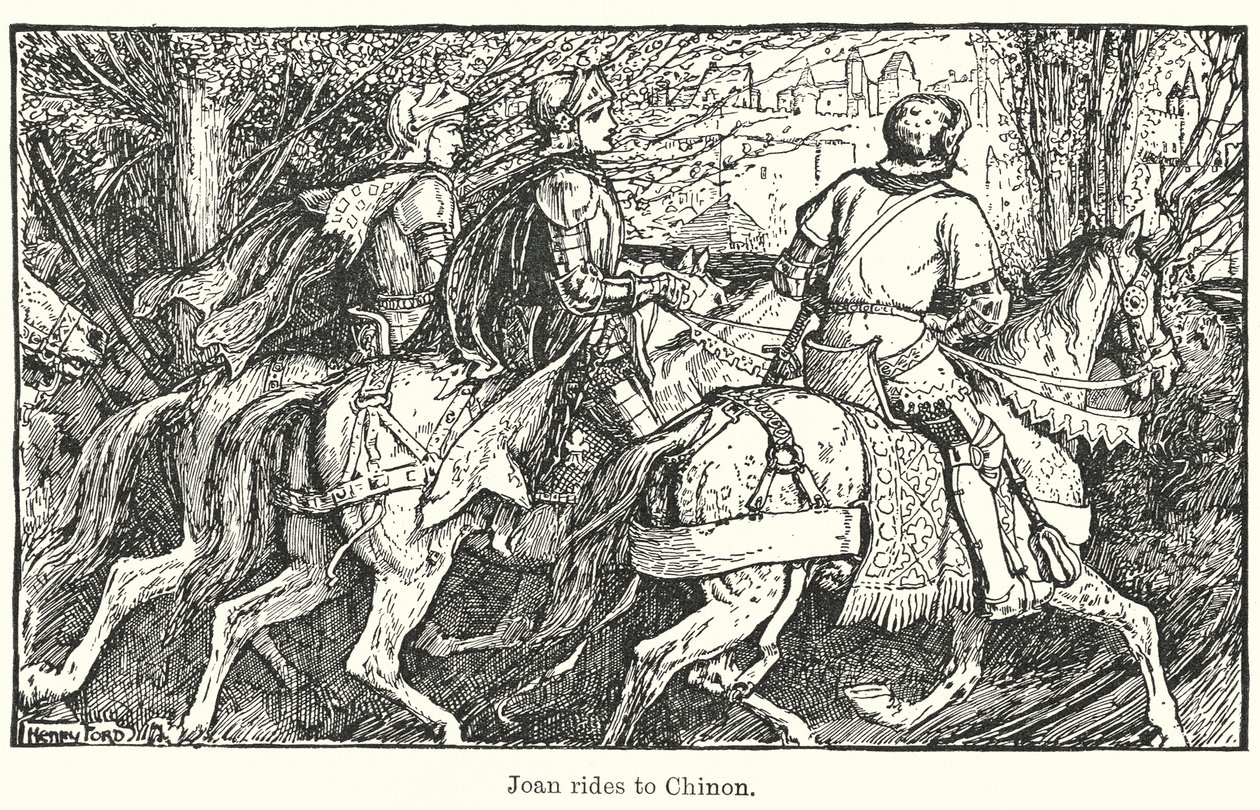 Joan monte à Chinon (litho) - Henry Justice Ford