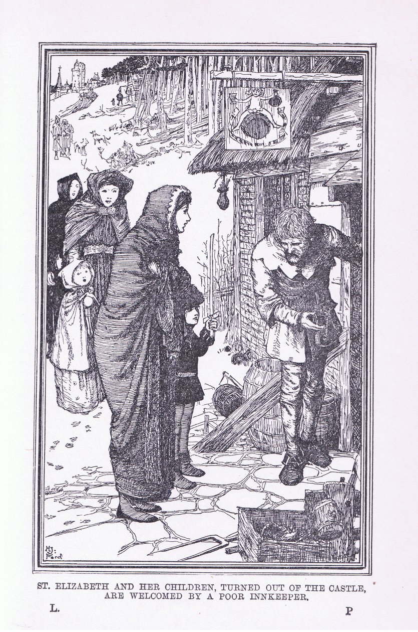 Sainte Élisabeth et ses enfants, chassés du château et accueillis par le pauvre aubergiste - Henry Justice Ford