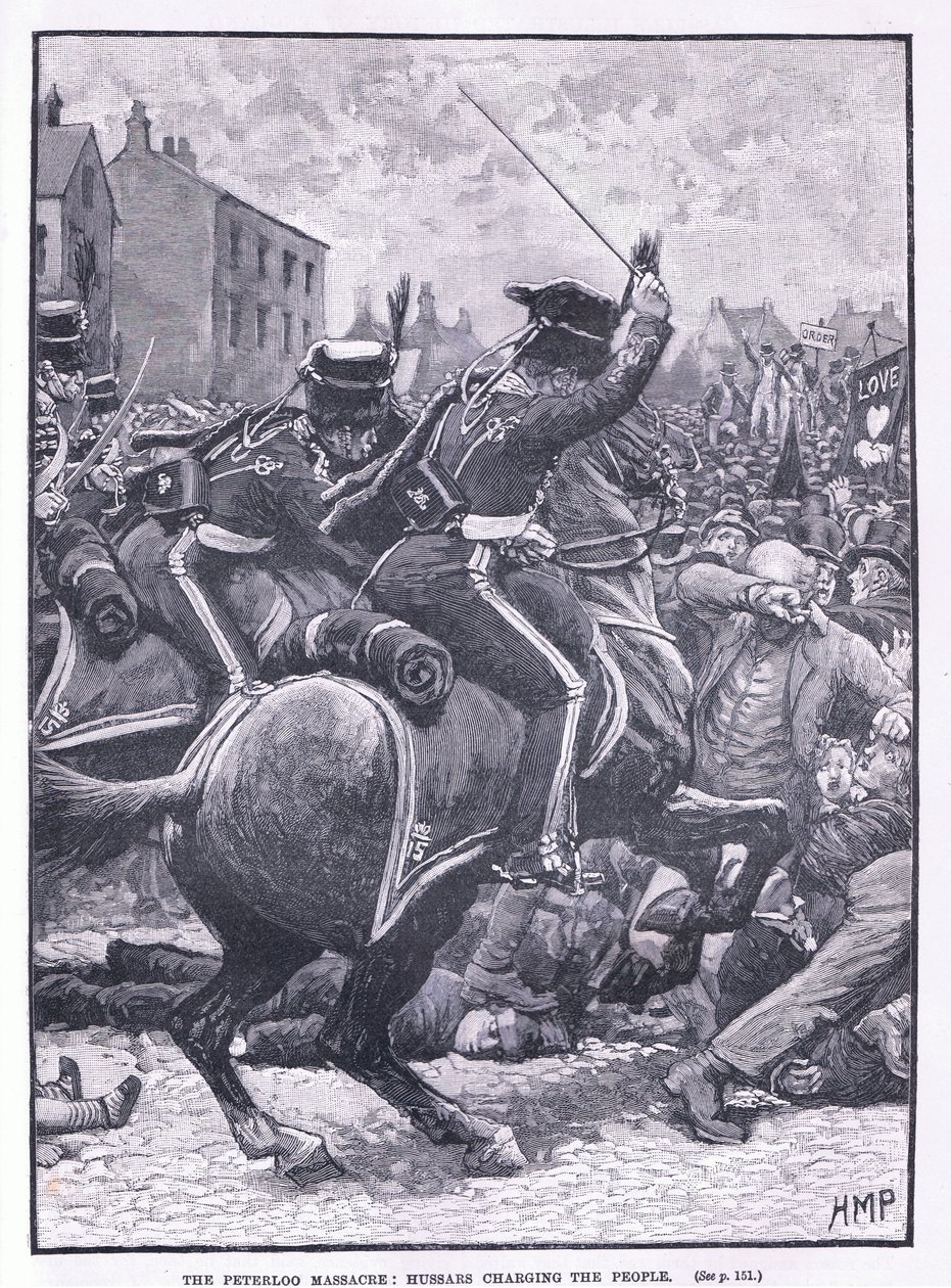 Le massacre de Peterloo : les hussards chargeant le peuple en 1819 - Henry Marriott Paget