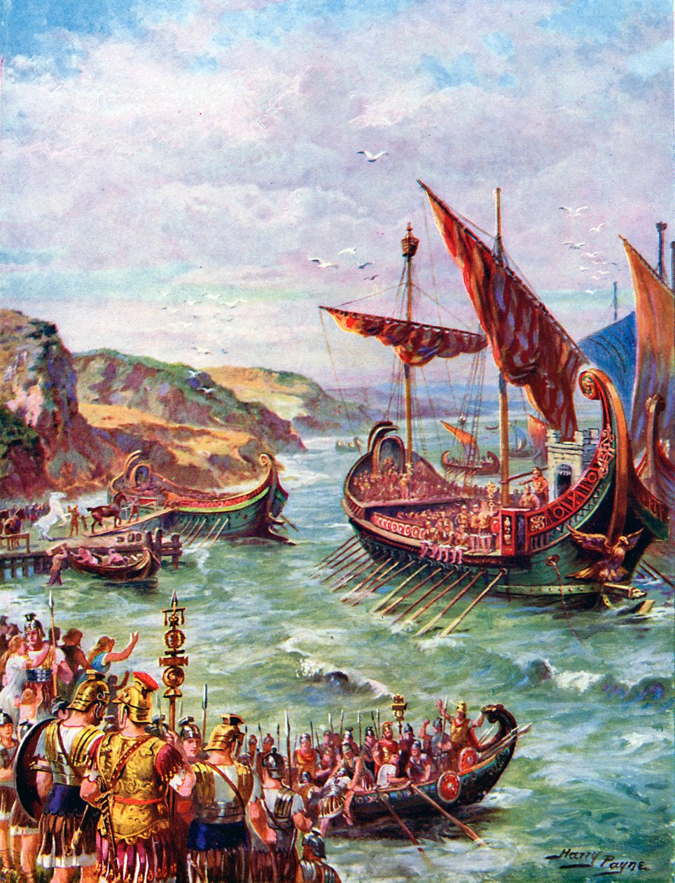 Départ des Romains de Grande-Bretagne après le sac de Rome en 410 après J.-C., vers 1920 - Henry Payne