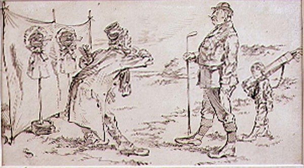 Le Golfeur dérangé par le Vendeur, illustration pour le magazine Graphic, pub. c.1870 - Henry Sandercock