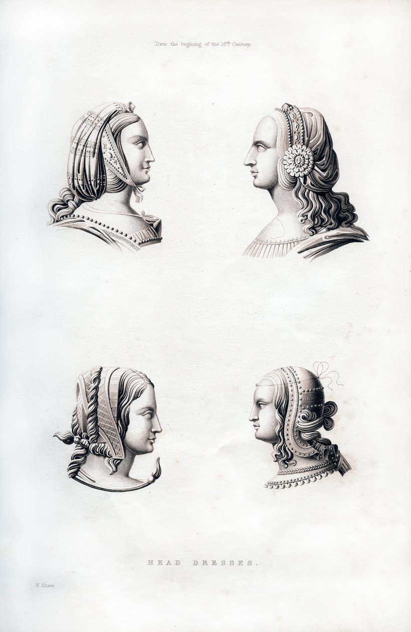 Coiffures, début du XVIe siècle, 1843 - Henry Shaw