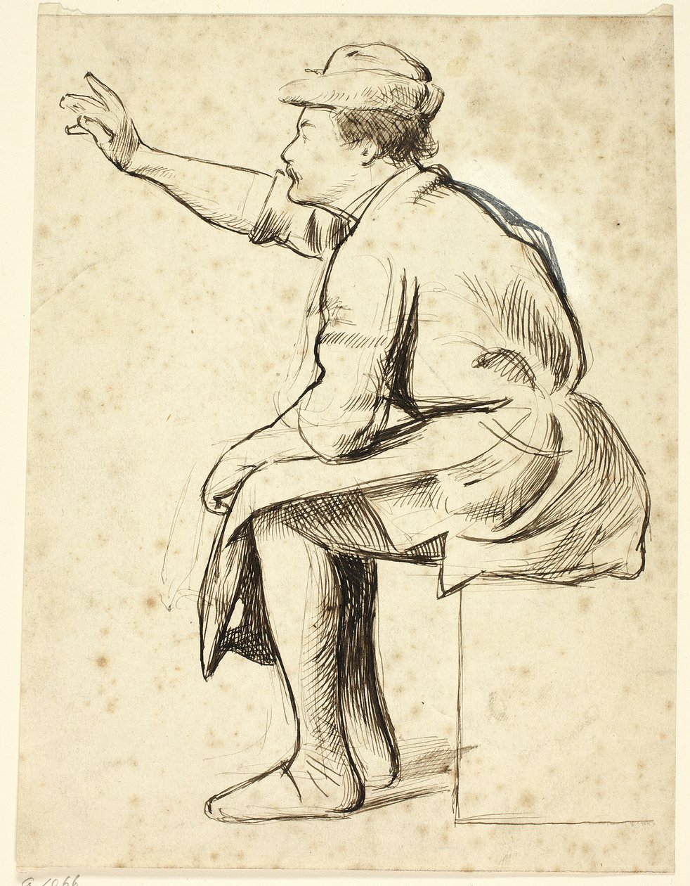 Homme assis avec le bras levé - Henry Stacy Marks