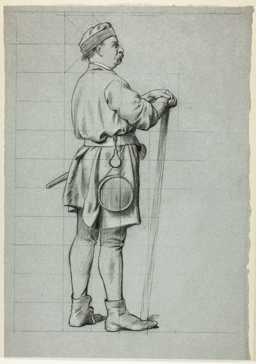 Homme debout, les mains posées sur un bâton - Henry Stacy Marks