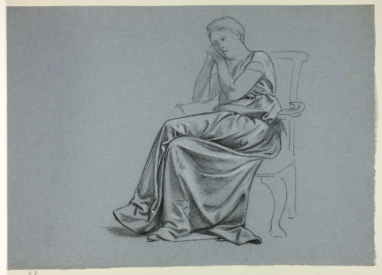 Femme en robe ample sur une chaise - Henry Stacy Marks