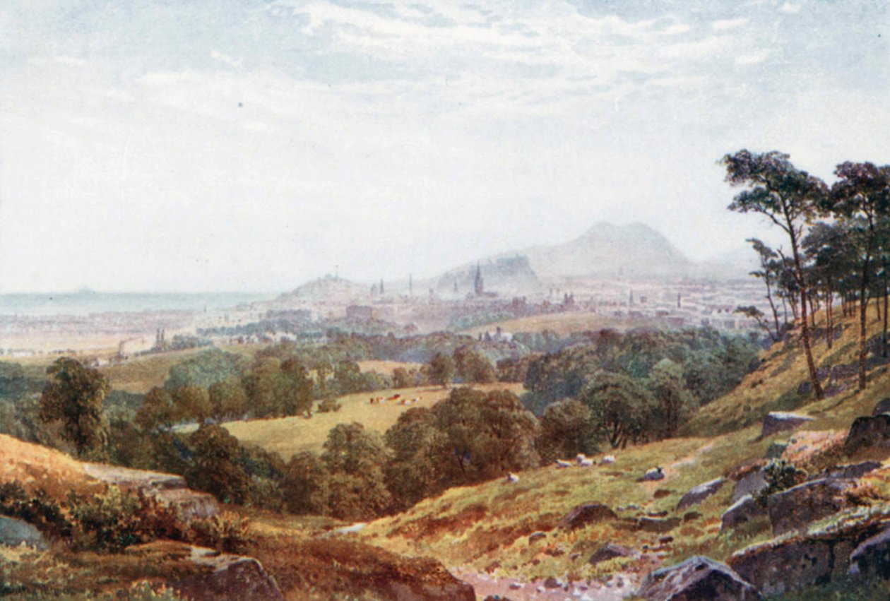 Édimbourg de "Rest and be Thankful" (lithographie couleur) - Henry Sutton Palmer