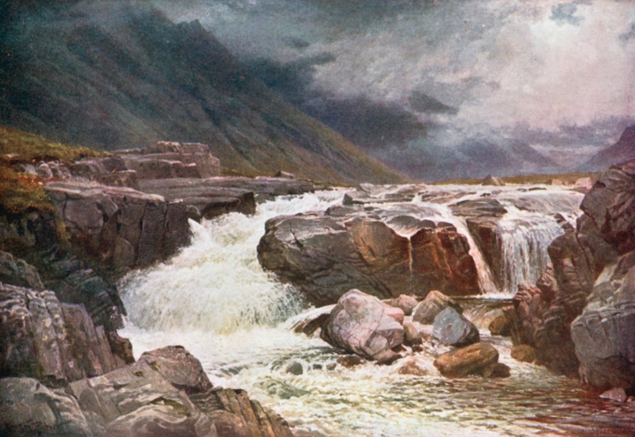 River Coe, Glencoe, Argyllshire (lithographie couleur) - Henry Sutton Palmer