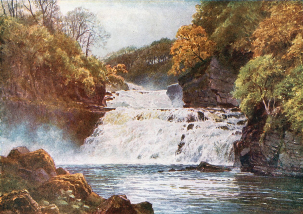 Les chutes de la Clyde, Lanarkshire (lithographie couleur) - Henry Sutton Palmer