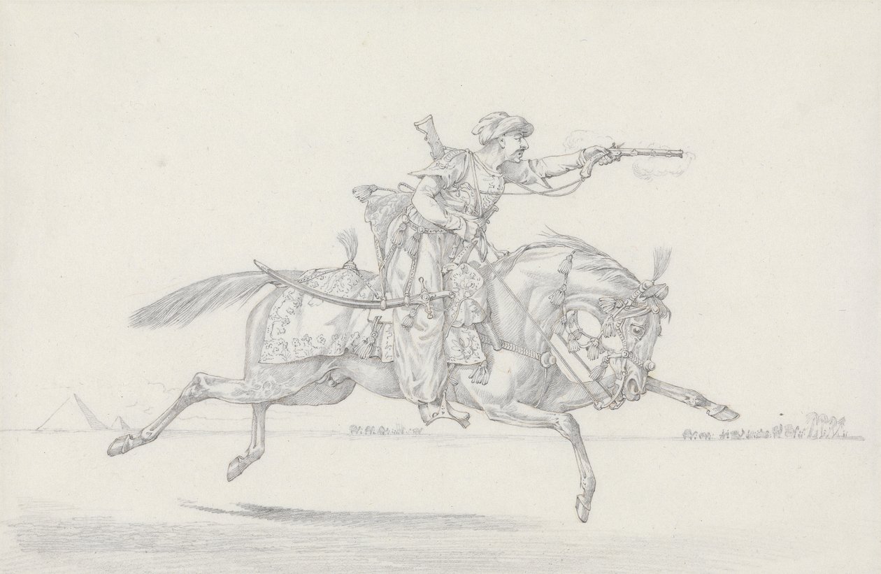 Un mamelouk chargeant tirant un pistolet - Henry Thomas Alken