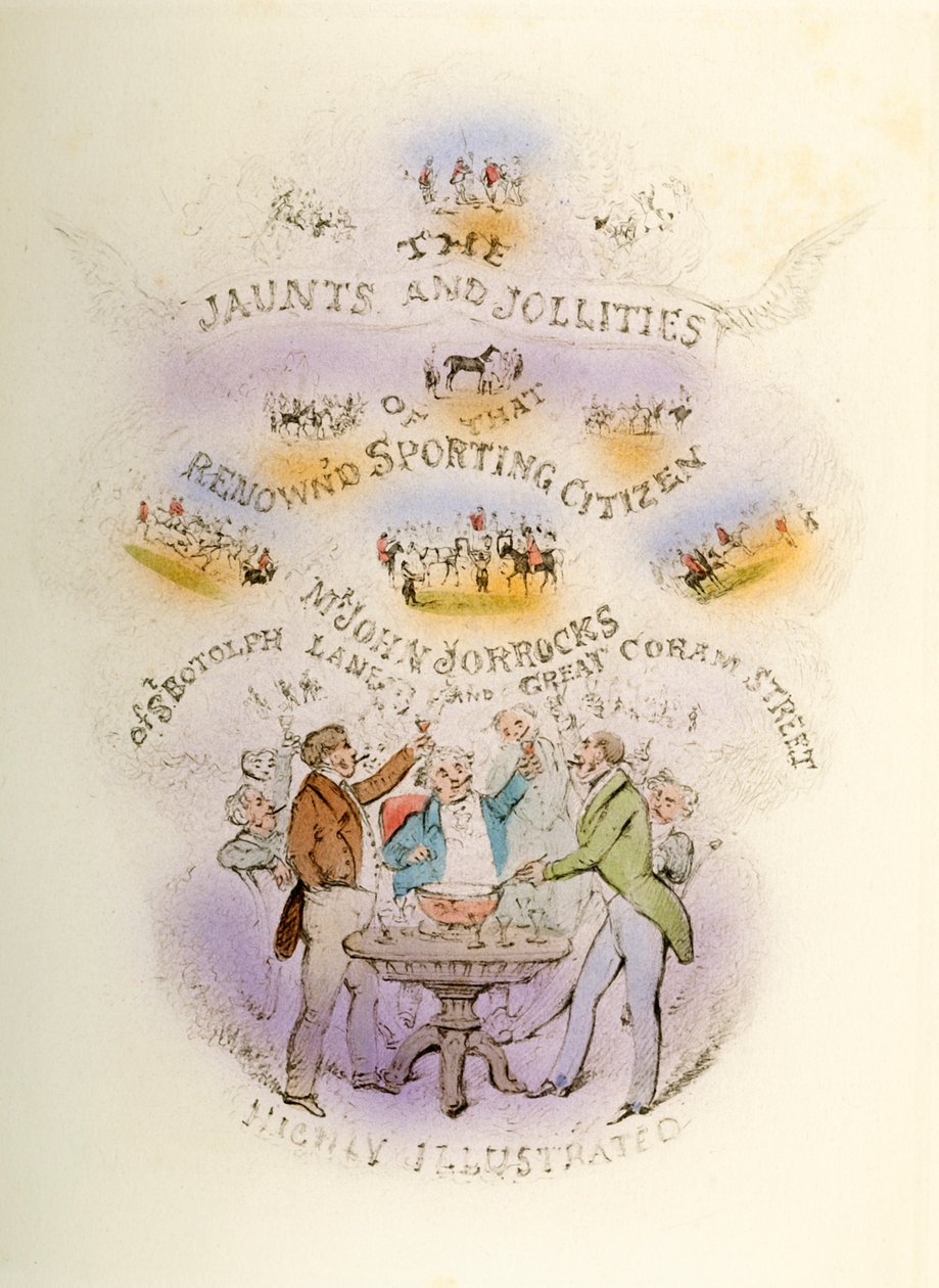 Frontispice, Jorrockss Jaunts and Jollities, hautement illustré, 1838 - Henry Thomas Alken