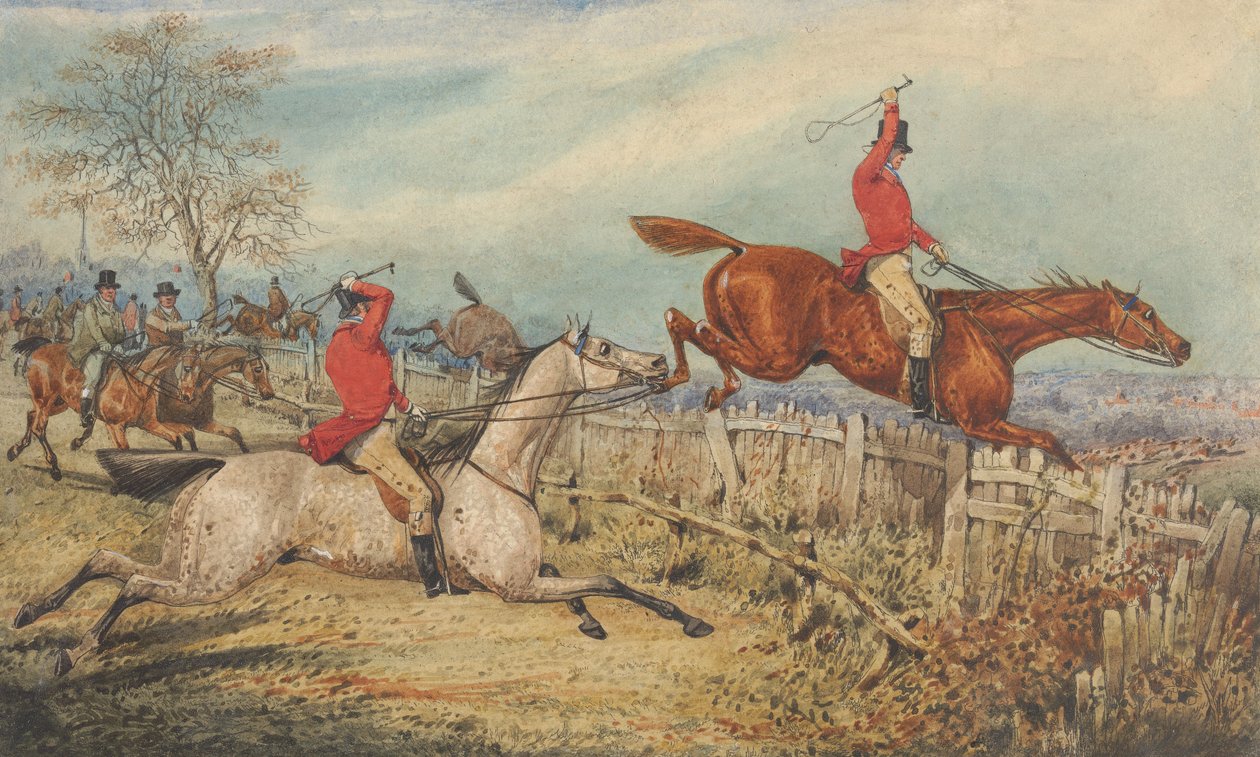 Illustration pour « The Analysis of the Hunting Field » de R. S. Surtees : Le saut : « Cela en écartera beaucoup et rendra la chose sélective » - Henry Thomas Alken