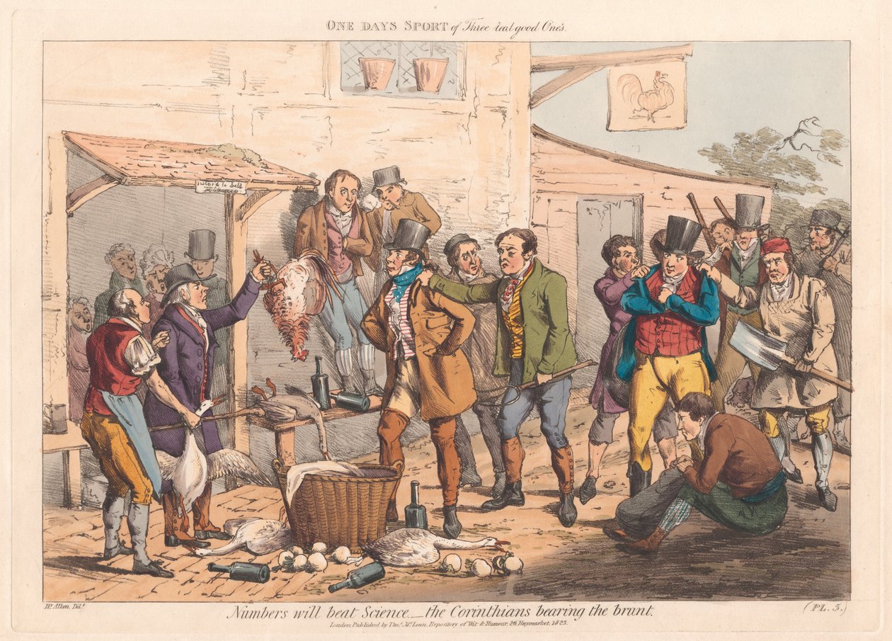 Ensemble de six avec couverture imprimée et page de titre : La chasse, ou une journée de sport de trois vrais bons - Henry Thomas Alken