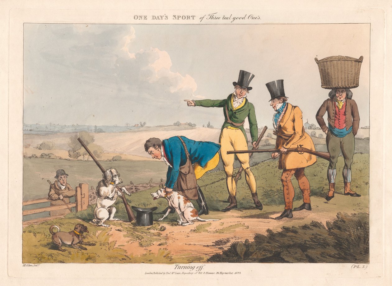 Ensemble de six avec couverture imprimée et page de titre: Tir, ou une journée de sport de trois véritables bons - Henry Thomas Alken