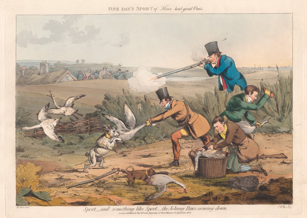 Ensemble de six avec couverture imprimée et page de titre : La chasse, ou une journée de plaisir de trois très bons compagnons - Henry Thomas Alken