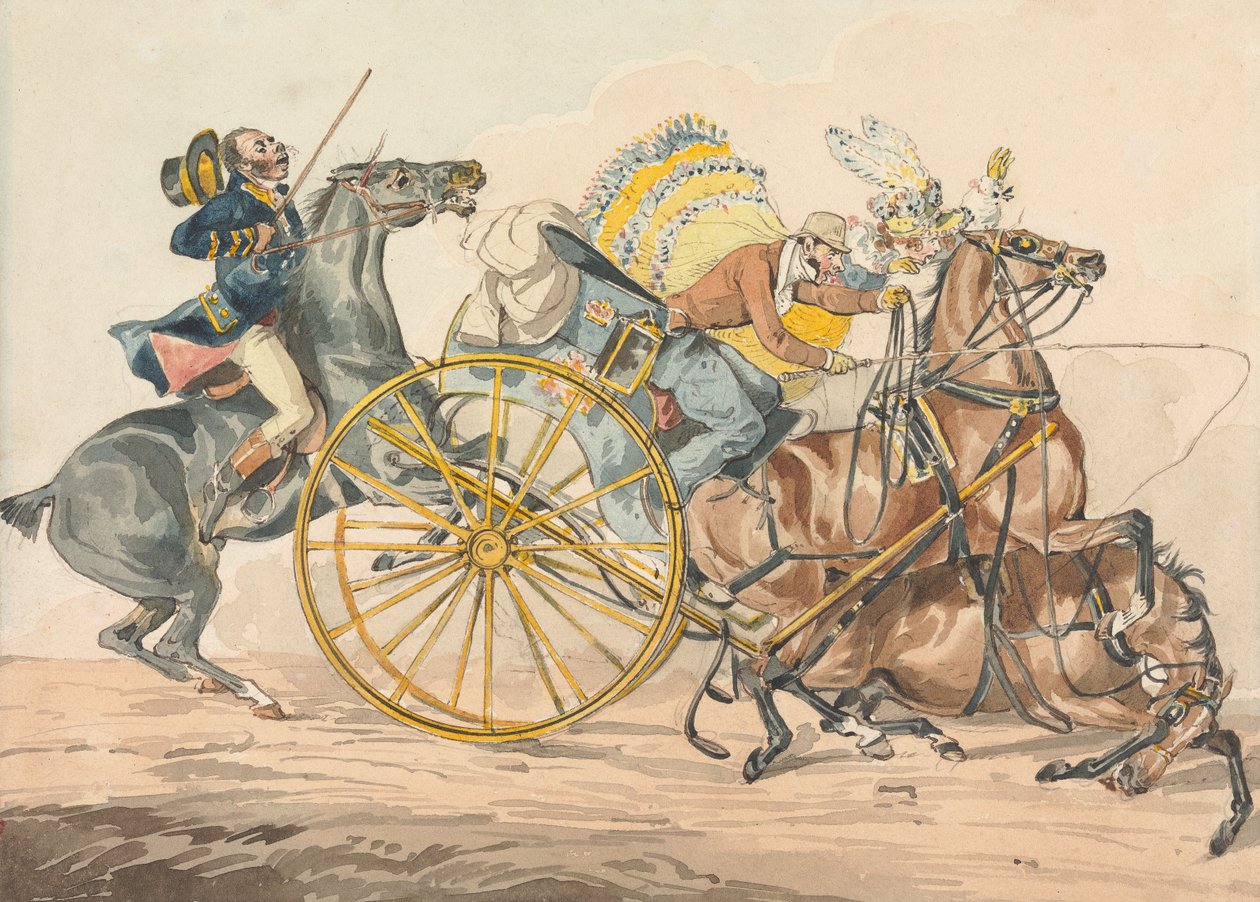 « Découvertes sportives, ou les misères de la conduite » : … Vous découvrez une nouvelle façon de manœuvrer votre attelage dans un espace restreint - Henry Thomas Alken