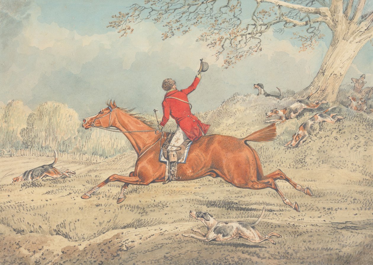 Le chasseur, galopant vers la gauche et encourageant ses chiens - Henry Thomas Alken