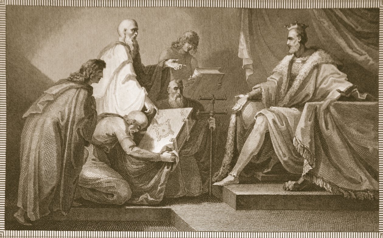 Le Livre du Jugement Dernier présenté à Guillaume Ier, gravé par J. Fittler, illustration de 