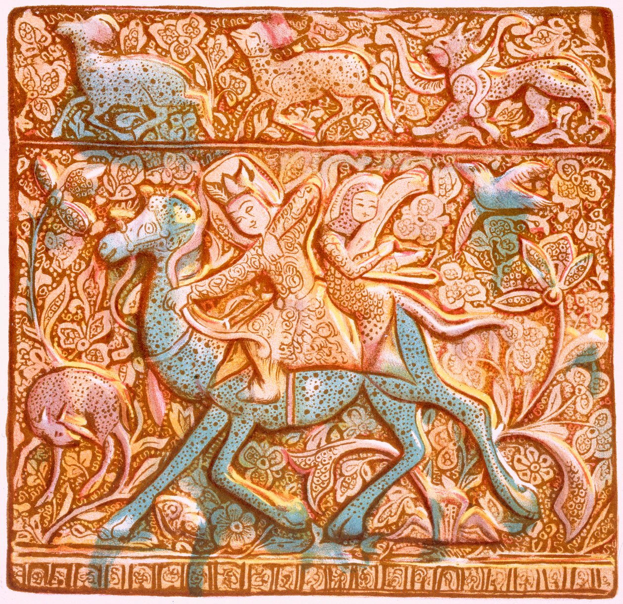 Carreau mural persan lustre : un archer sassanide monté, XIXe siècle - Henry Wallis