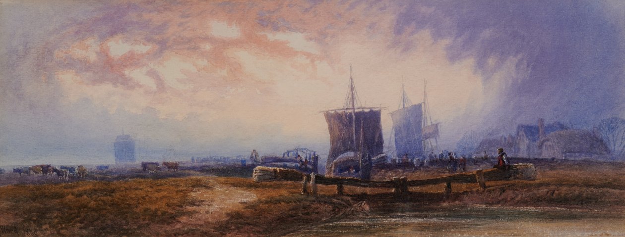 Scène de canal avec écluses - Henry Ward