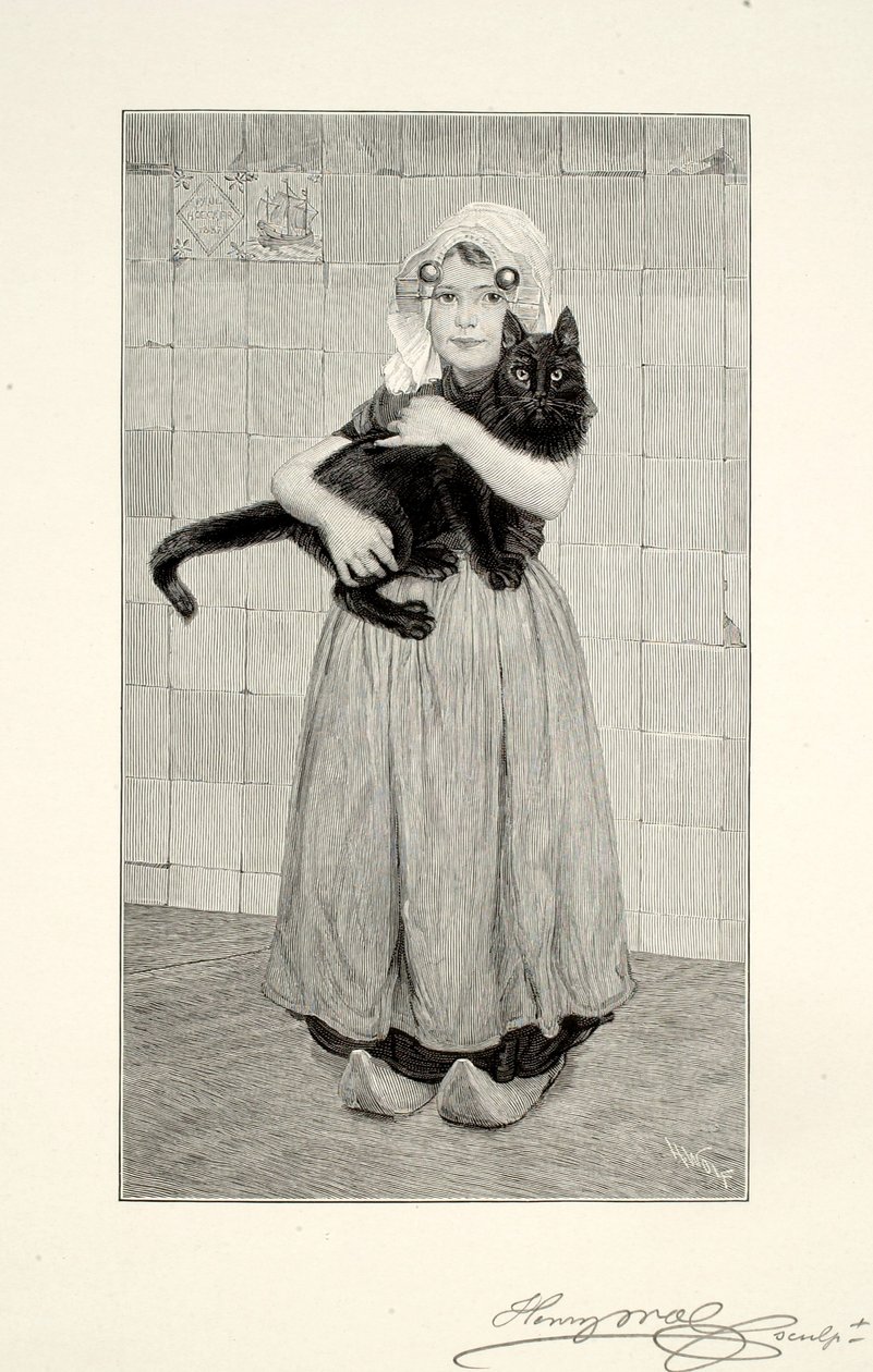 Fille avec chat - Henry Wolf