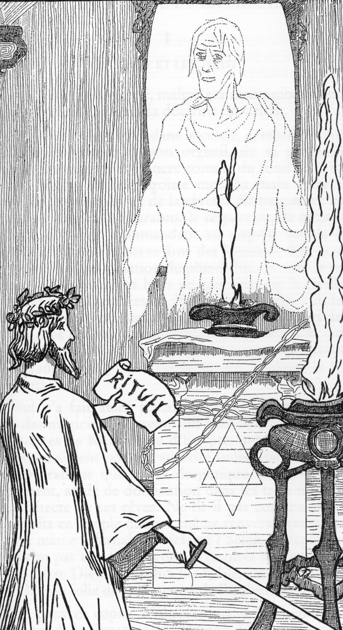 Spiritisme : Évocation des esprits Dessin de Henry de Malvost de 
