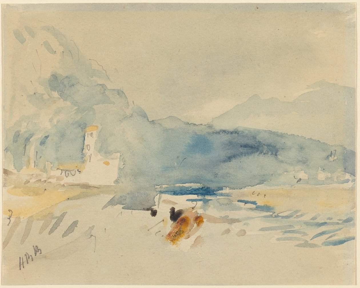 Un paysage avec des montagnes et un ruisseau - Hercules Brabazon Brabazon