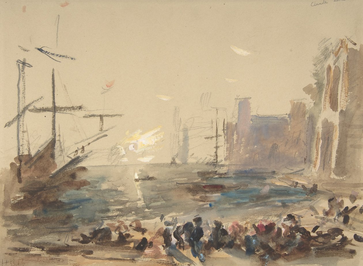 Paysage marin recto, croquis indéchiffrable verso, 1840-1906 - Hercules Brabazon Brabazon