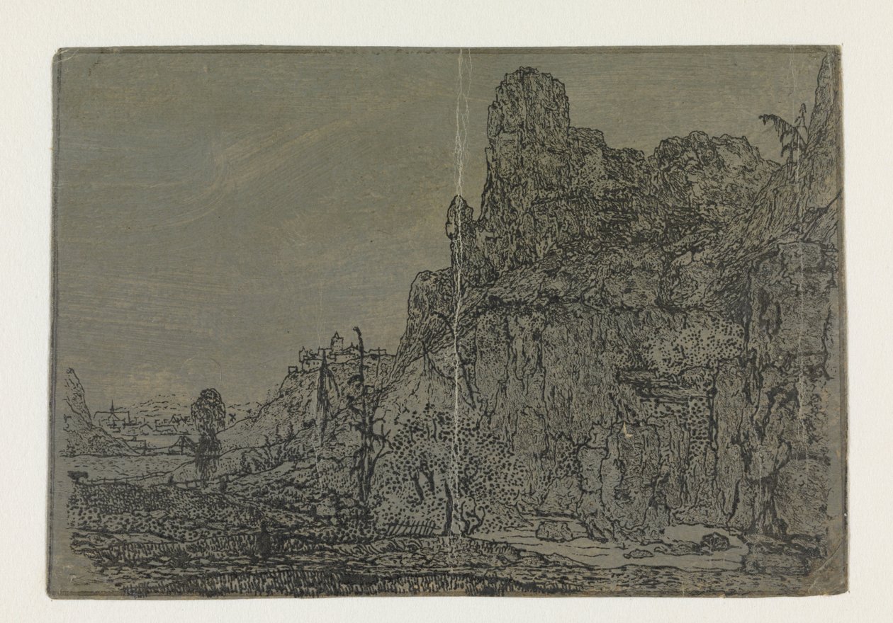 Paysage avec une falaise escarpée, petite version - Hercules Segers