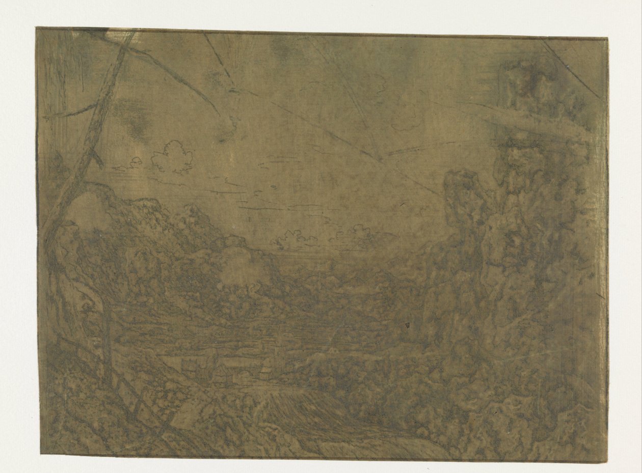 Paysage avec une cascade, première version - Hercules Segers