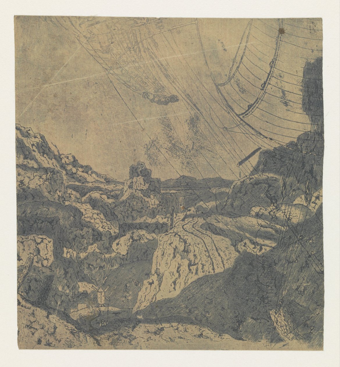 Paysage rocheux avec une gorge, première version - Hercules Segers