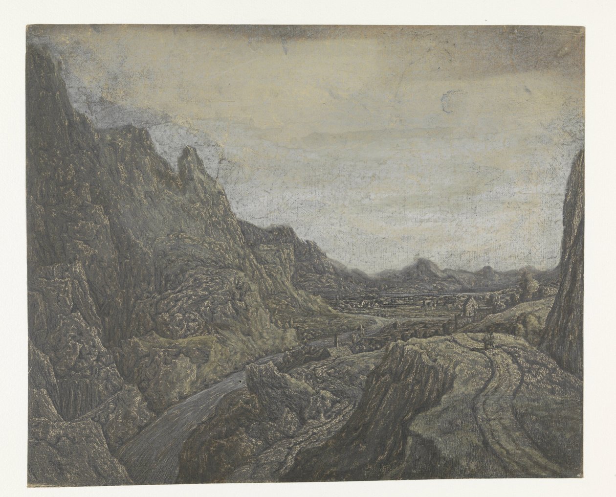 Paysage rocheux avec une route et une rivière - Hercules Segers