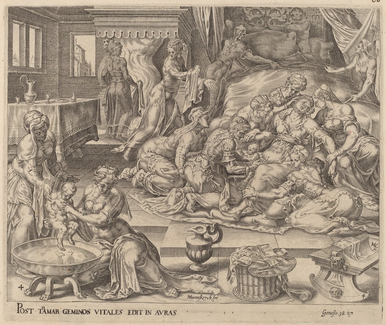 Naissance de Pharez et Zara - Herman Jansz Muller after Maerten van Heemskerck
