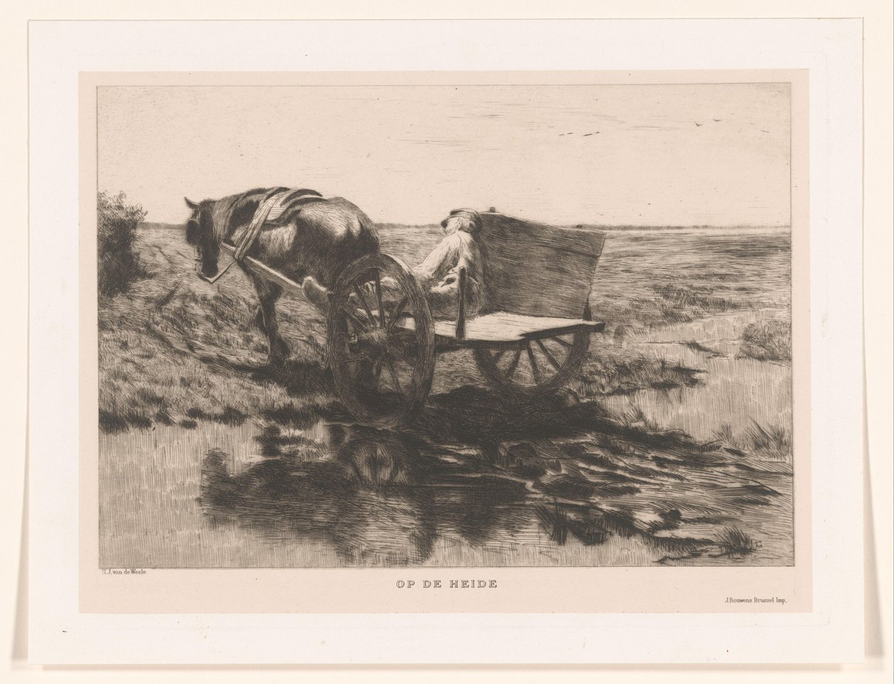 Chariot à chevaux sur la lande (Sur la lande) - Herman Johannes van der Weele