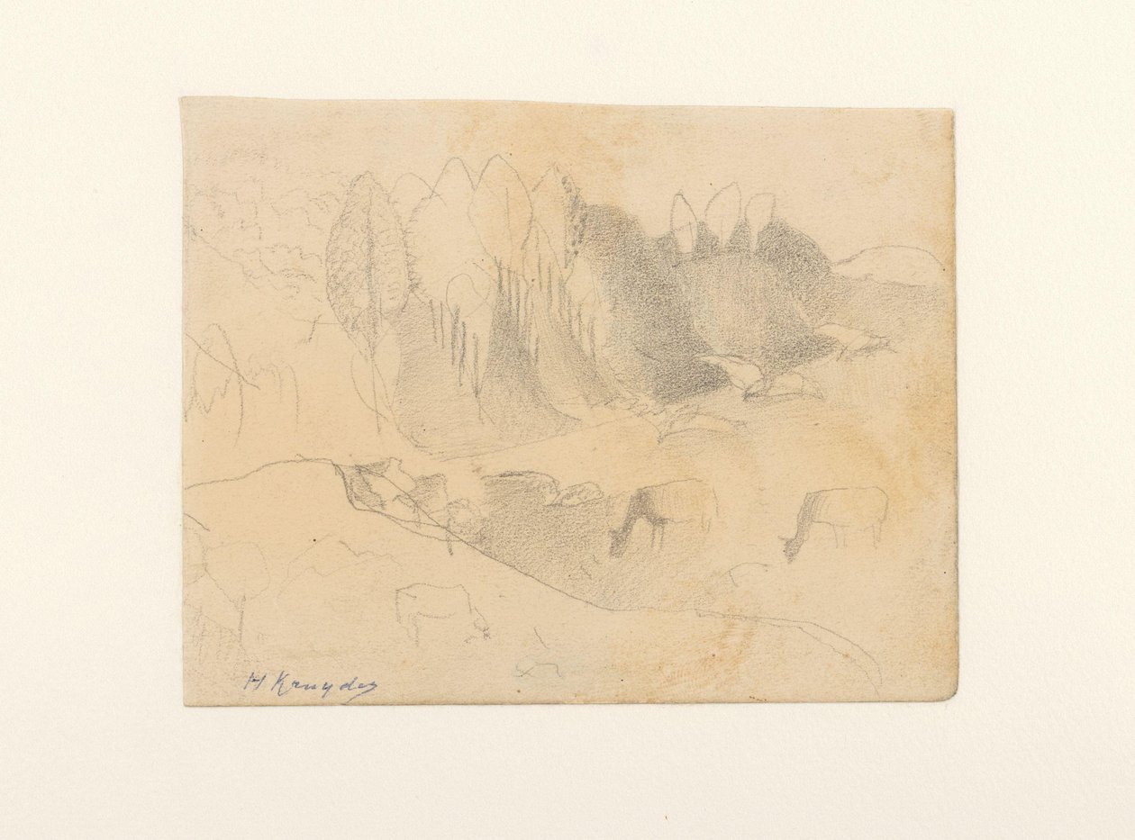Vallée avec bétail paissant - Herman Kruyder (signed by artist)
