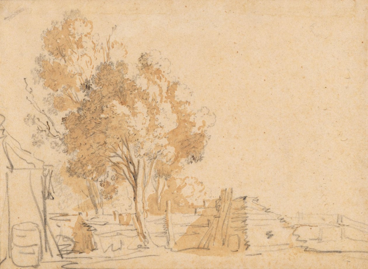 Arbres dans une cour - Herman Saftleven