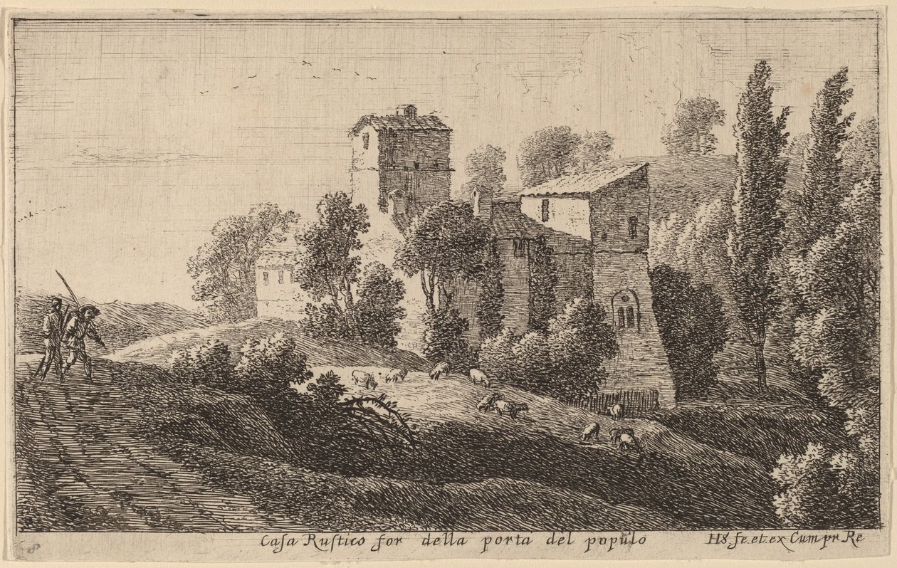 Ferme au-delà de la Porta del Popolo - Herman van Swanevelt