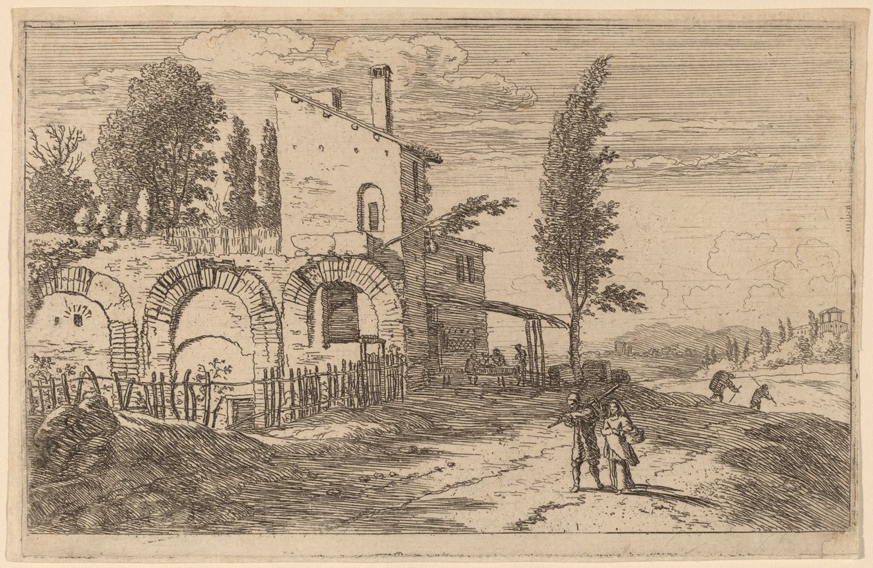 Auberge dans les ruines du palais des empereurs - Herman van Swanevelt