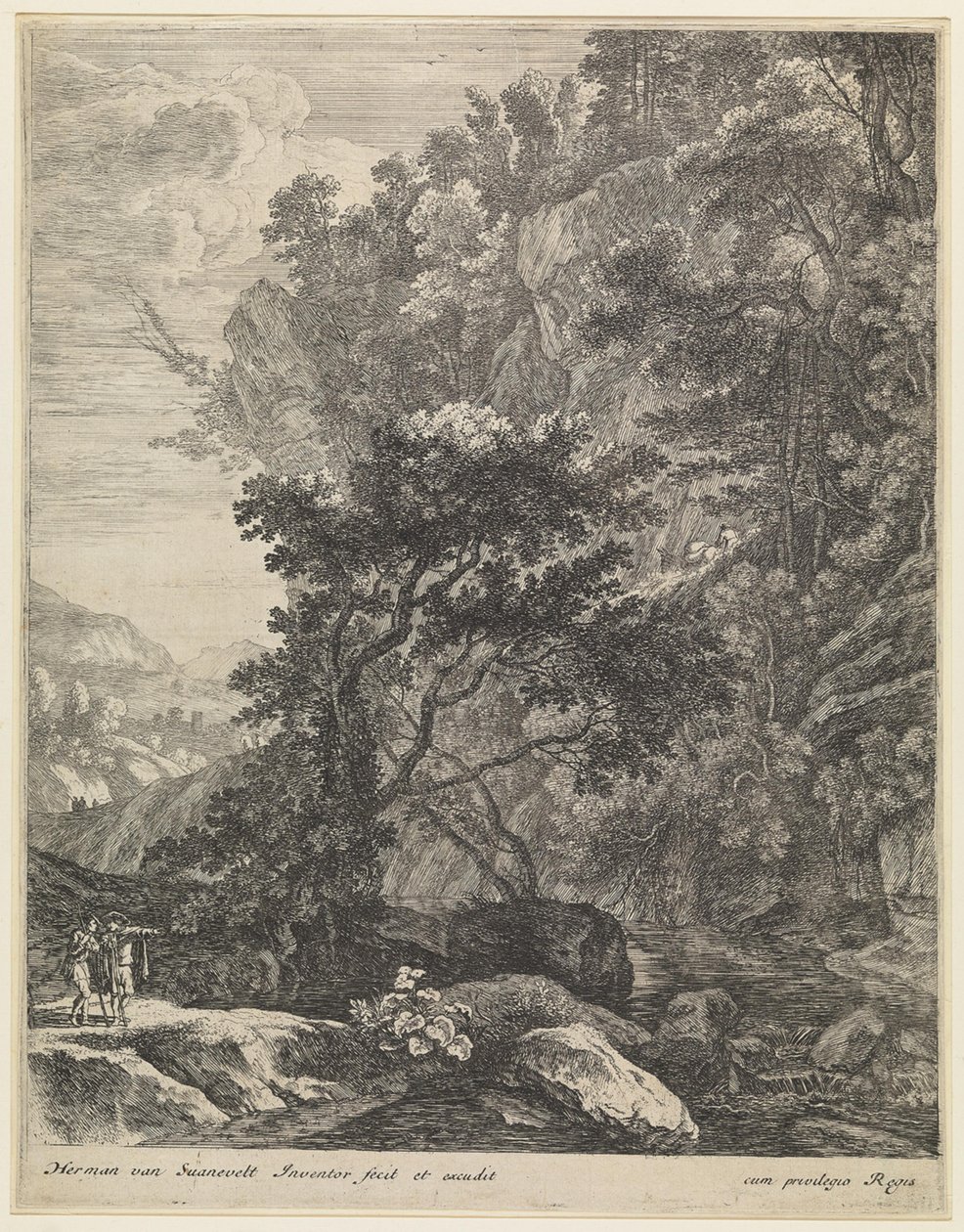 Paysage avec ruisseau de montagne - Herman van Swanevelt