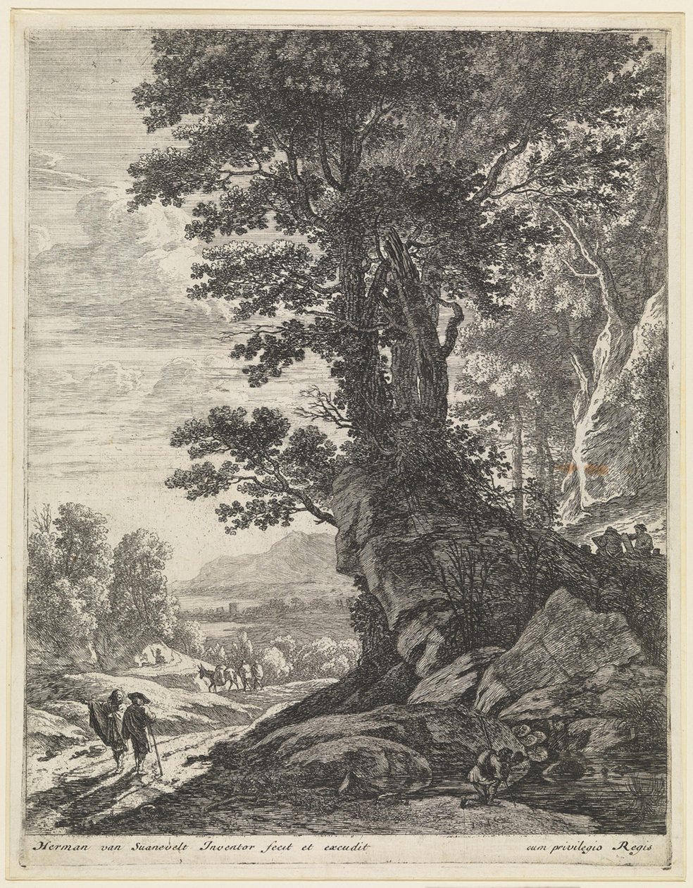 Paysage avec des peintres au pied d