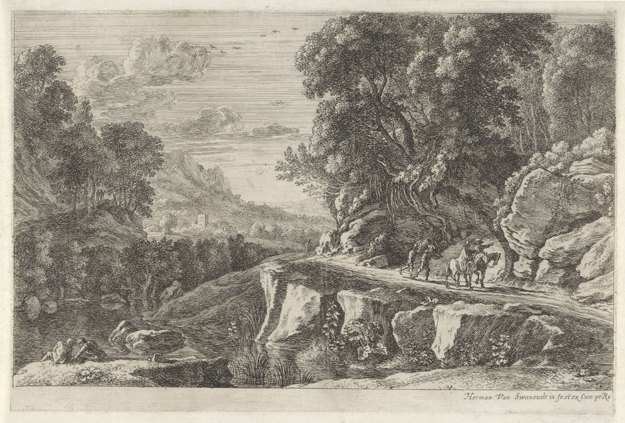 Paysage avec deux cavaliers - Herman van Swanevelt