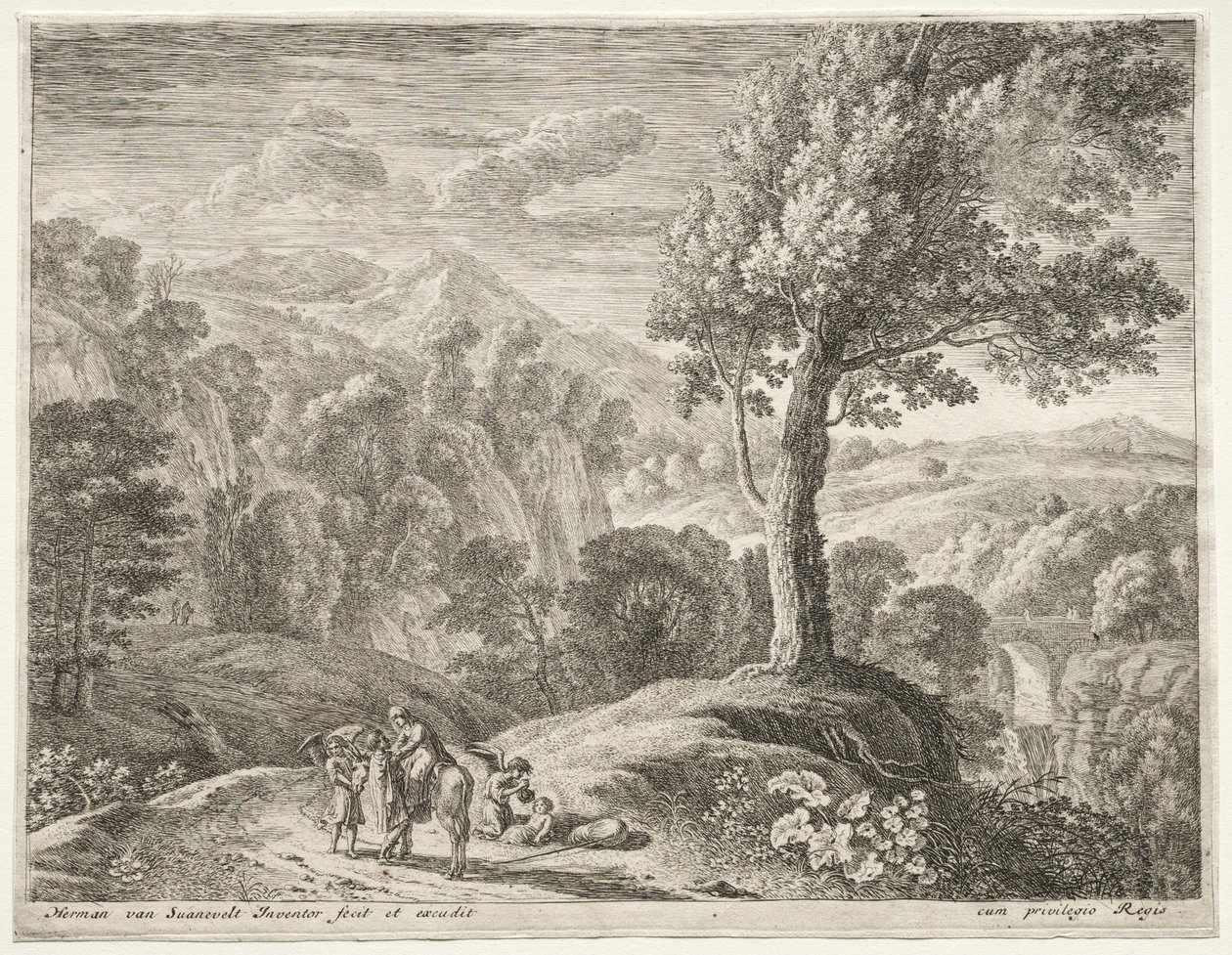 La Fuite en Égypte : Le Grand Arbre et la Cascade - Herman van Swanevelt