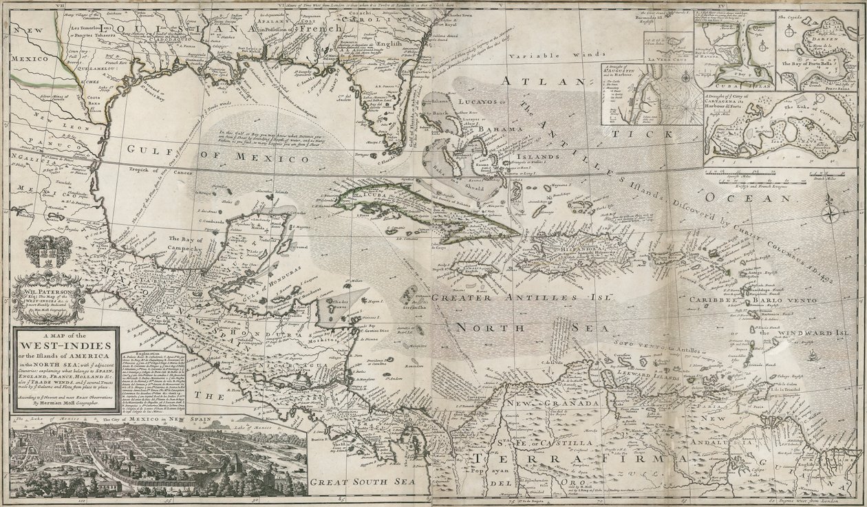 Carte des Caraïbes, 1715 - Hermann Moll