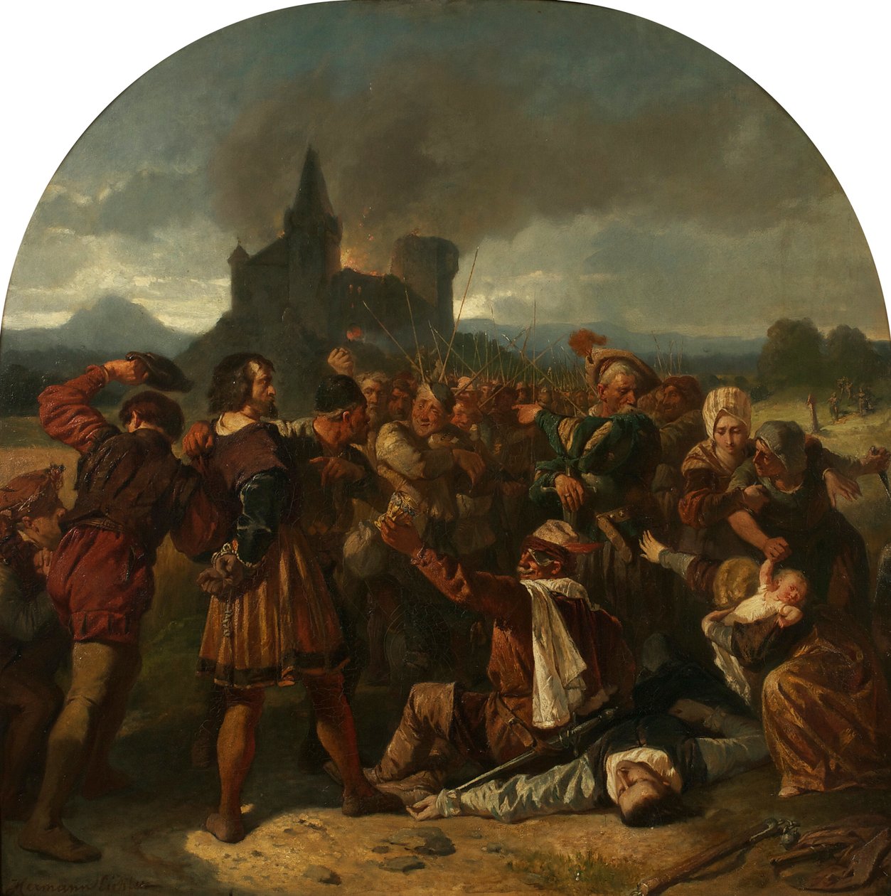 Épisode de la guerre des paysans allemands Le meurtre du comte Helfenstein près de Weinsberg, ca 1867 - Hermann Eichler