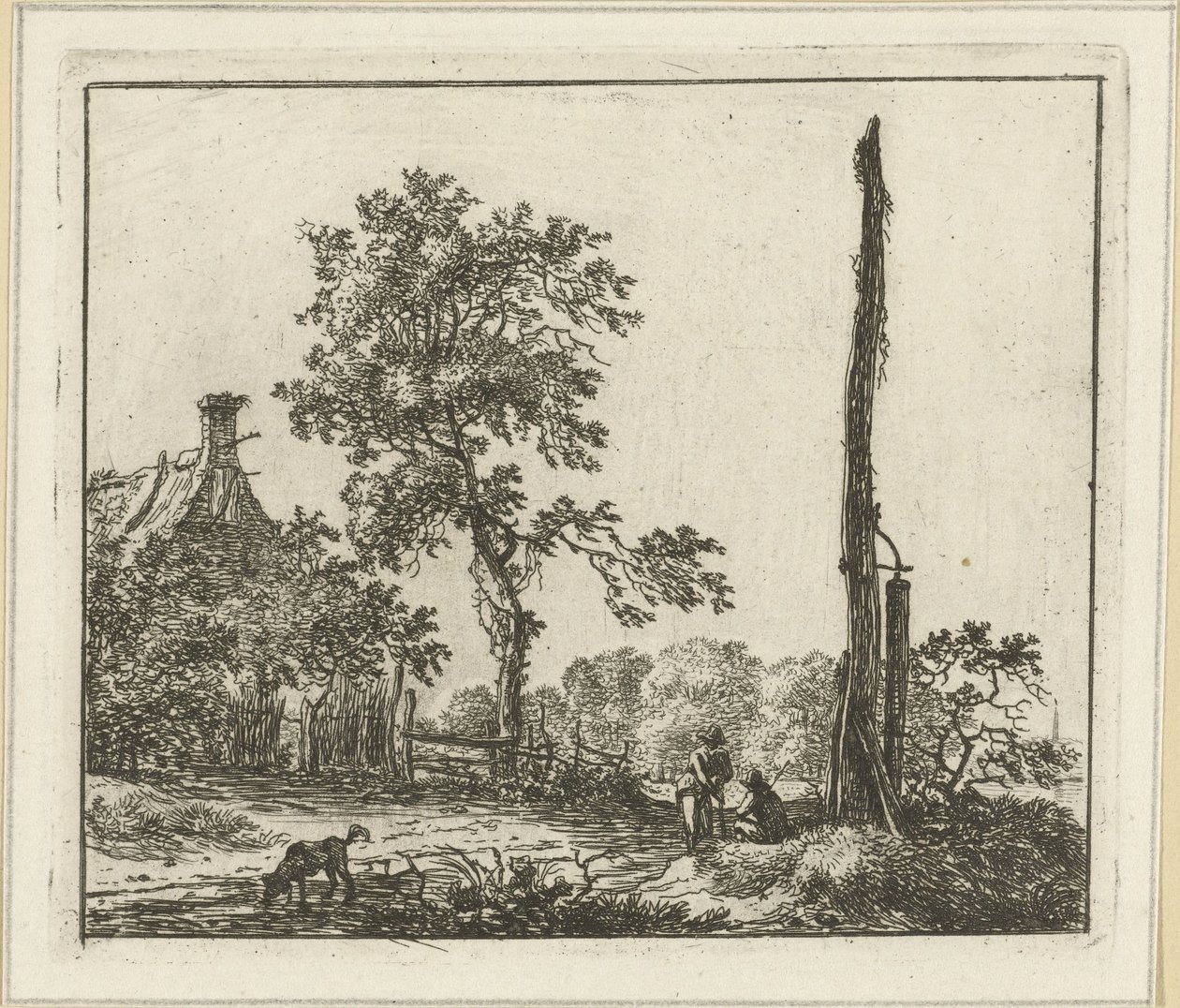 Paysage avec le grand poteau - Hermanus Fock