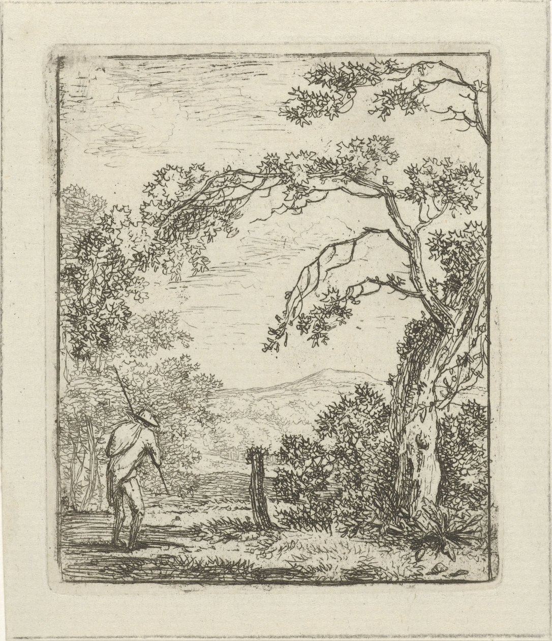 Paysage avec homme avec sac à dos - Hermanus Fock