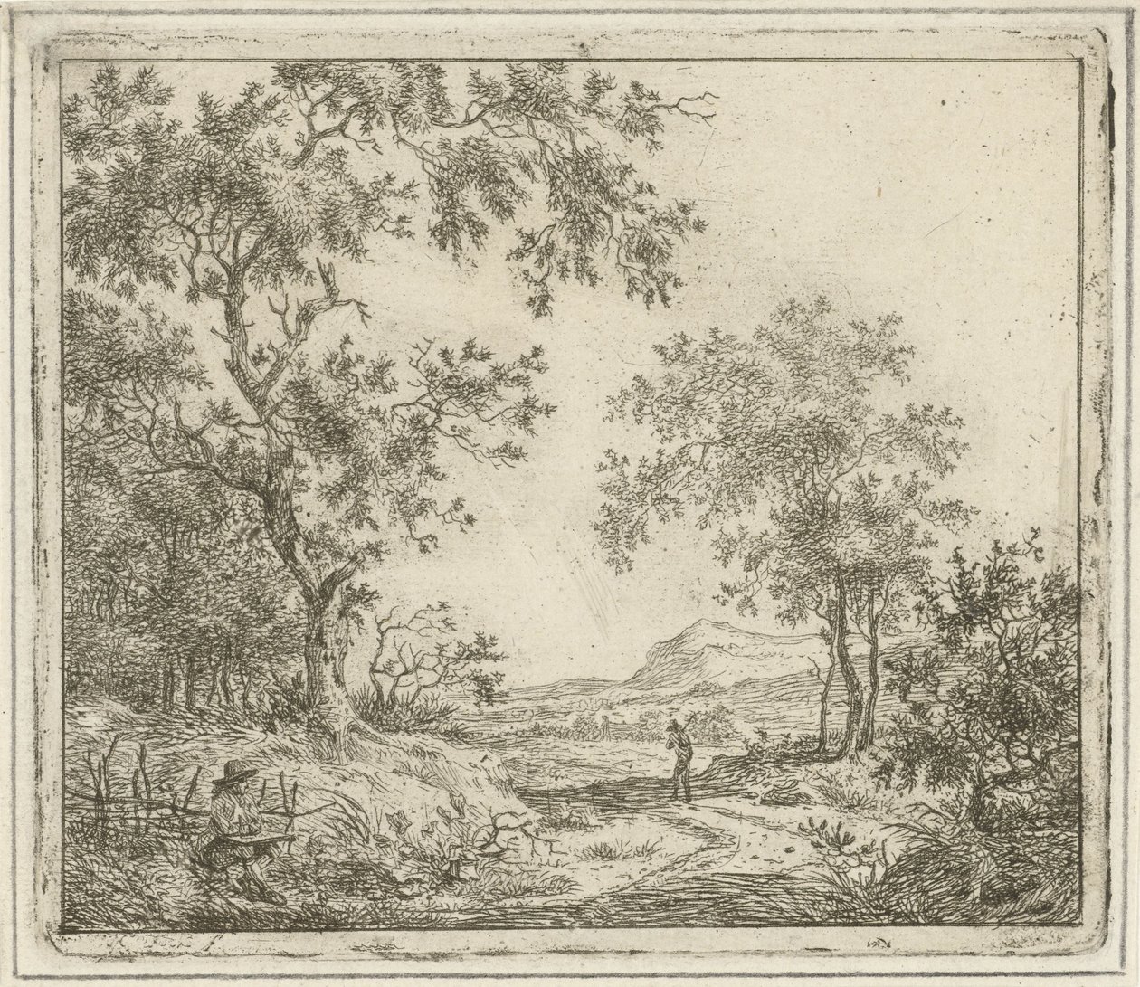 Paysage avec dessinateur et promeneur - Hermanus Fock