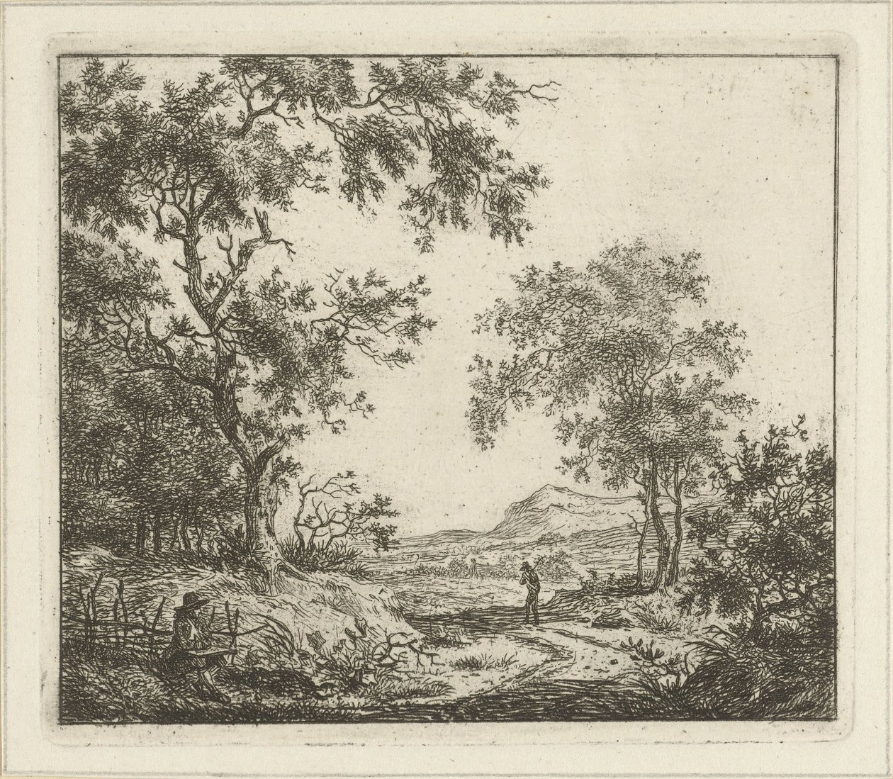 Paysage avec dessinateur et promeneur - Hermanus Fock