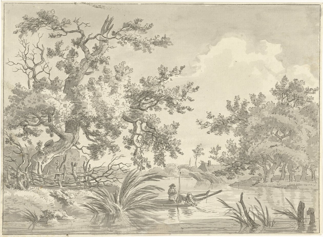 Paysage avec deux pêcheurs - Hermanus Fock