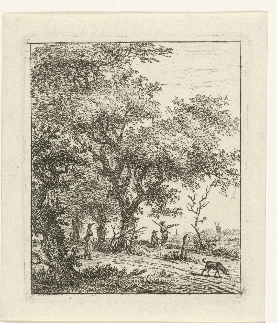 Paysage avec femme et chien - Hermanus Fock