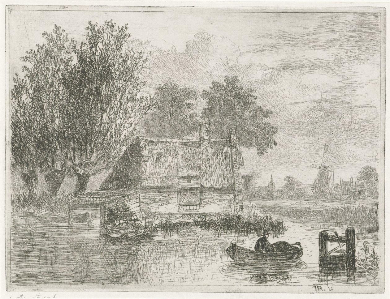 Homme avec un tonneau dans un bateau - Hermanus Jan Hendrik van Rijkelijkhuysen